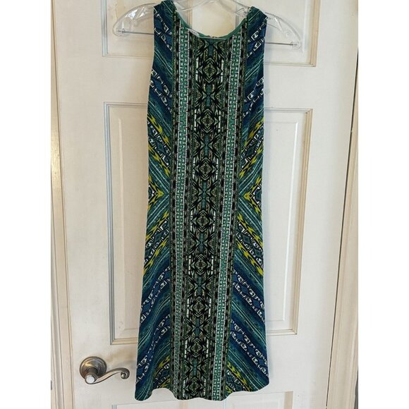 Maggy London Colorful Abstract Dress Women's Size‎ 14P Flare Slinky Comfy - Picture 1 of 10